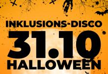Poster in Orange mit Halloweendekoration und Aufdruck 31.10. Halloween Disco