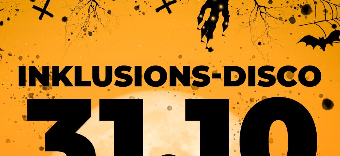 Poster in Orange mit Halloweendekoration und Aufdruck 31.10. Halloween Disco